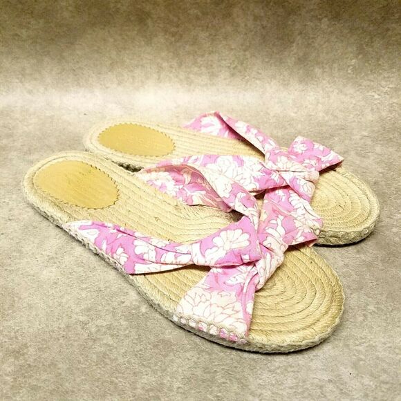 J. Crew Womens   Size 6 Pink  Fabric Slide Floral Espadrille Sandals - Picture 10 of 10